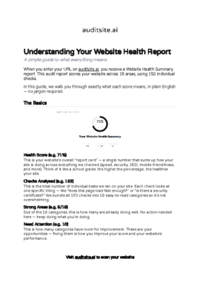 auditsite.ai – Website Health Report Glossary – How to Read Your Audit Report Results